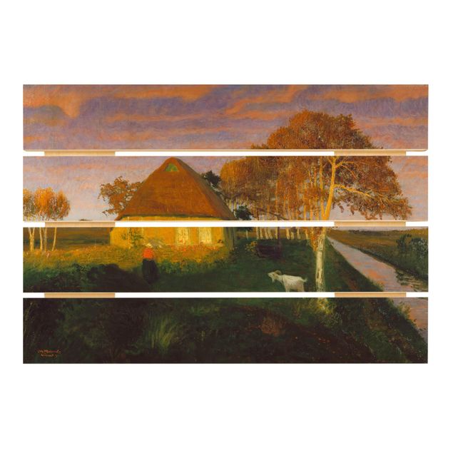 Obrazy na ścianę Otto Modersohn - Moor Cottage w promieniach wieczornego słońca
