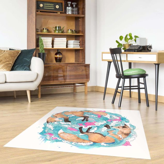 dywany nowoczesne Ilustracja Lisy i fale Malarstwo