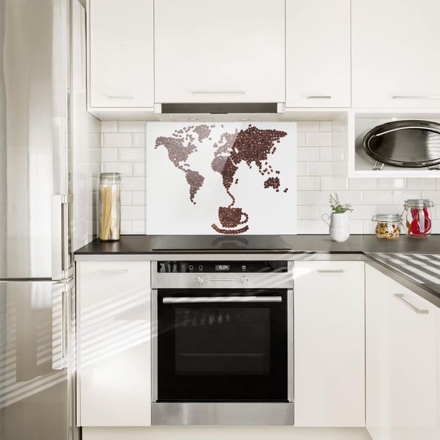 Panele szklane do kuchni Kawa na całym świecie
