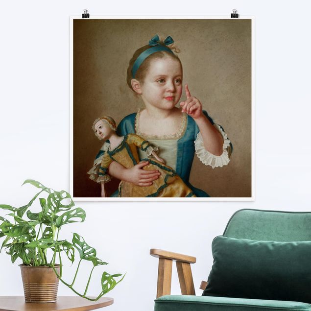 Nowoczesne obrazy do salonu Jean Etienne Liotard - Dziewczynka z lalką