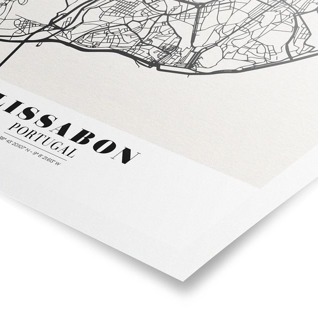 Obrazki czarno białe City Map Lisbon - Klasyczna