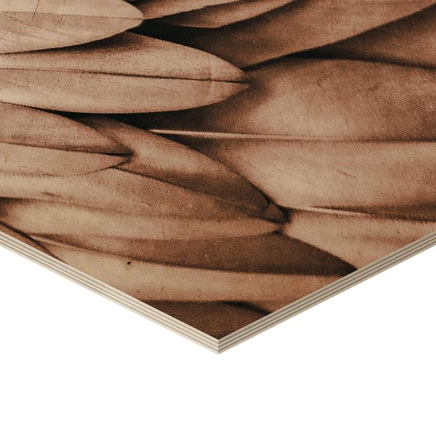 Obraz heksagonalny z drewna - Springs in Rose Złoto