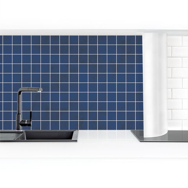 Panel ścienny do kuchni - Mozaikowe płytki betonowe - niebieskie