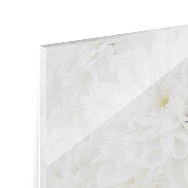 Panel szklany do kuchni - Dahlie Morze kwiatów białe