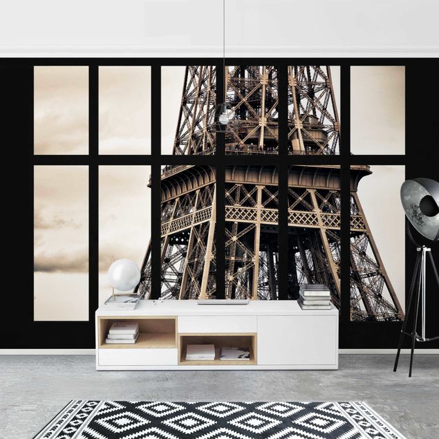 Tapety 3d Okno Wieża Eiffla Paryż