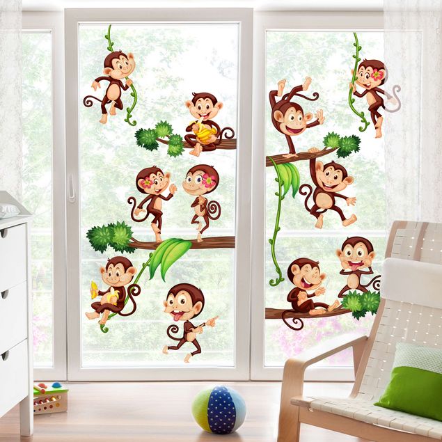 Naklejka na okno - Małpy z dżungli