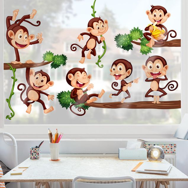 Folia okienna dla dzieci Rodzina małp