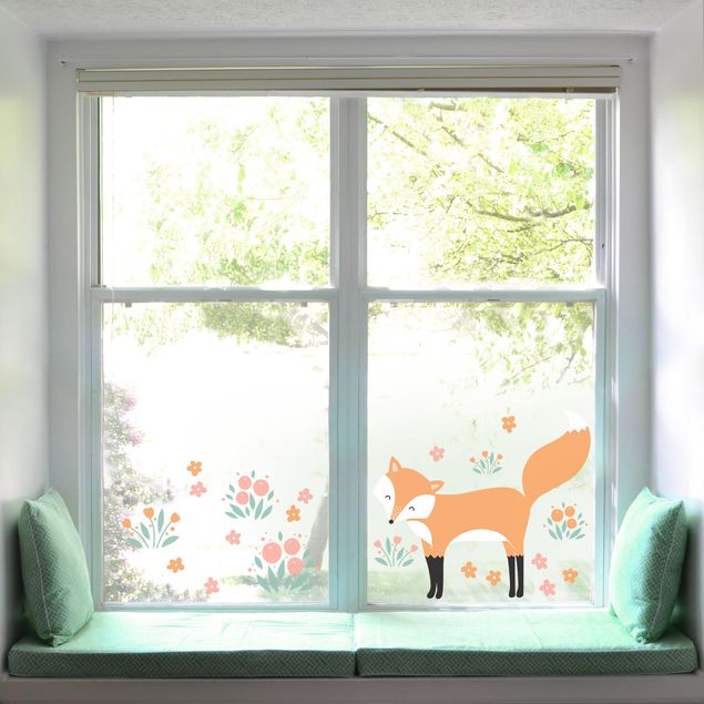 Folia okienna kolorowy Leśni przyjaciele z lisem