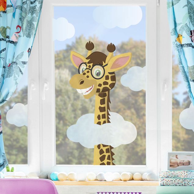 Folia okienna kolorowy Zabawna żyrafa