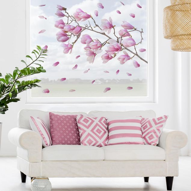 Folia okienna do salonu Zestaw oddziałów magnolii