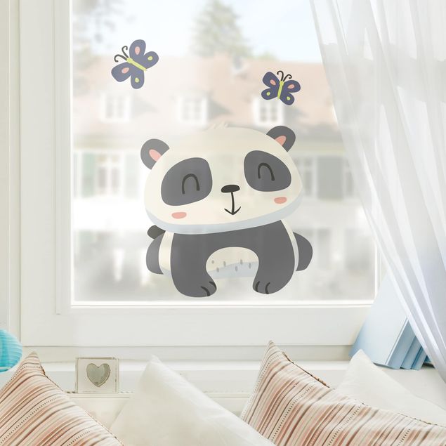 Folia okienna dla dzieci Panda z motylami