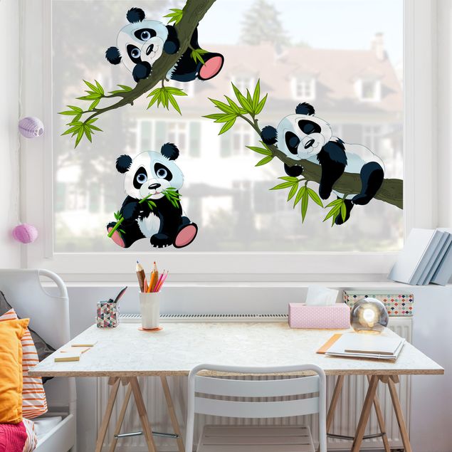 Folia okienna kolorowy Zestaw misiów panda