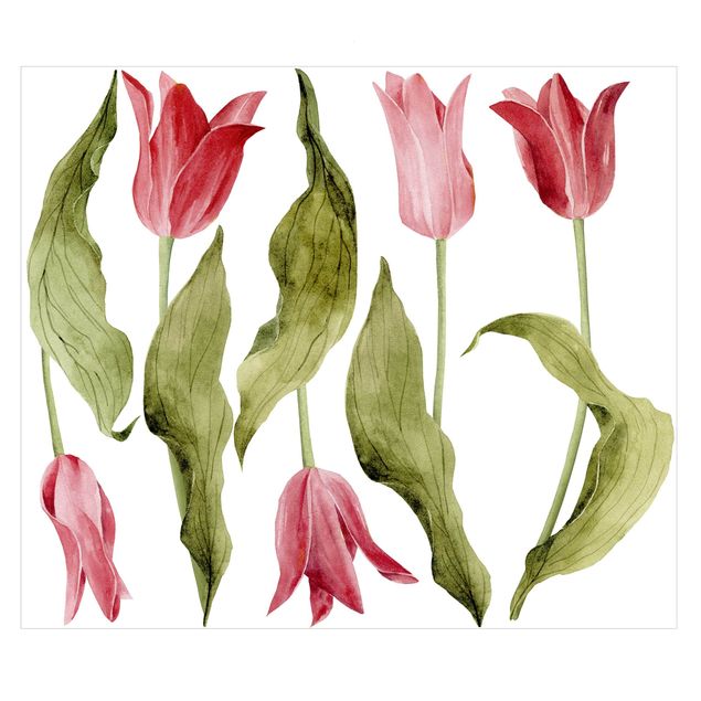 Dekoracja do kuchni Czerwona akwarela Tulipany