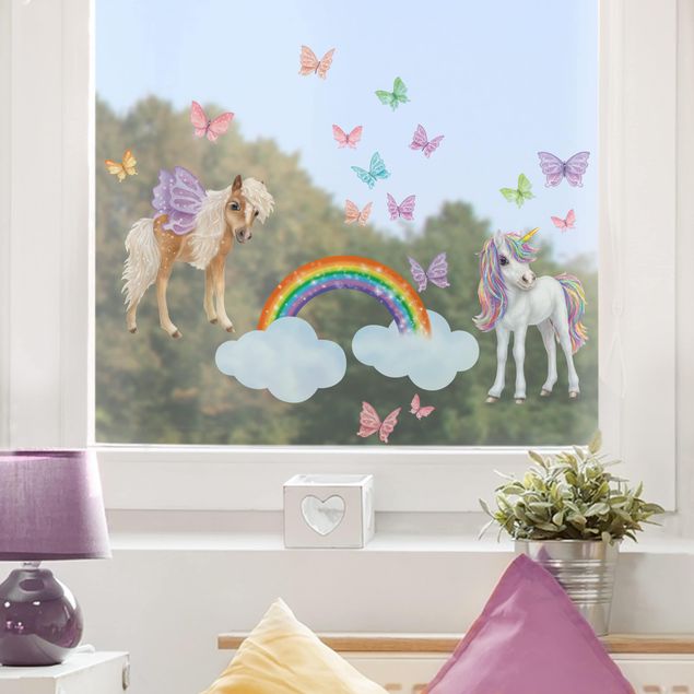 Folia okienna dla dzieci Zestaw Jednorożec i motyle