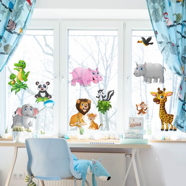 Folia okienna dla dzieci Zwierzęta z dżungli