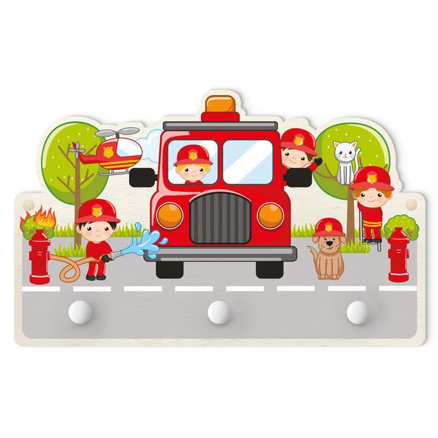 Dziecięcy wieszak ścienny - Brygada pożarnicza w akcji