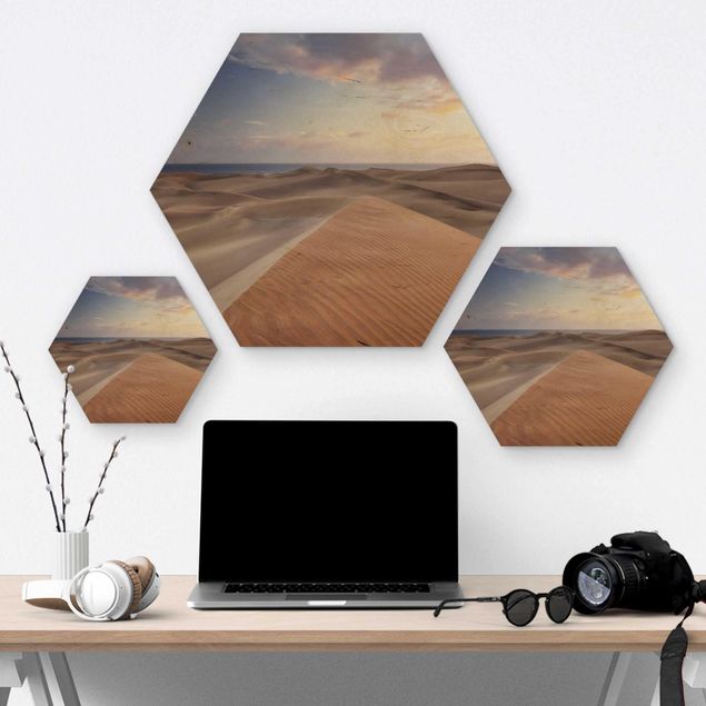 Obraz heksagonalny z drewna - Widok z wydmy