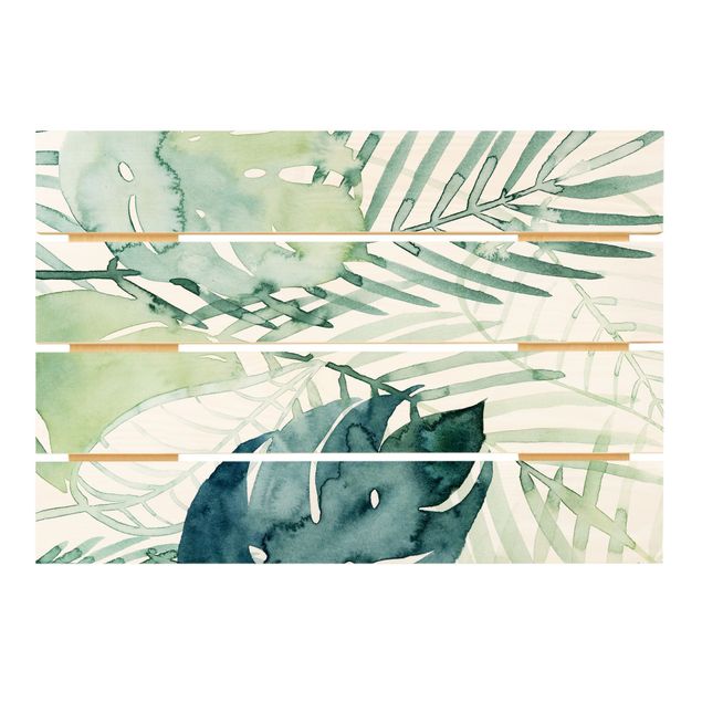 Obraz z drewna - Akwarelowy liść palmy I