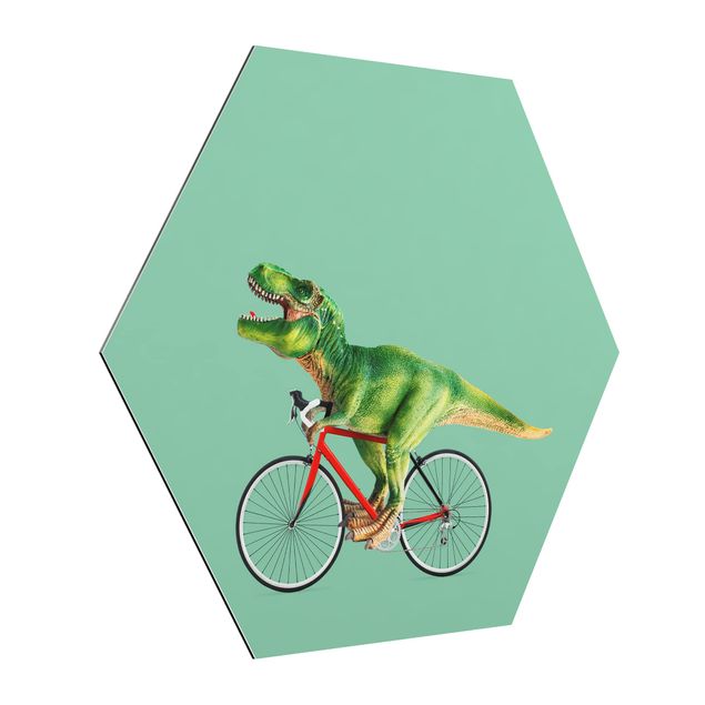 Obrazy nowoczesne Dinozaur z rowerem