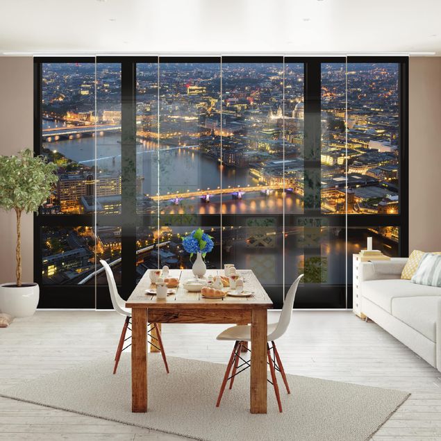 Dekoracja do kuchni Widok z okna na panoramę Londynu z mostami