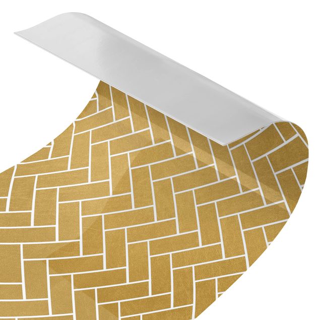 Tylna ścianka prysznicowa - Fish Bone Tiles - Golden Look White Joints