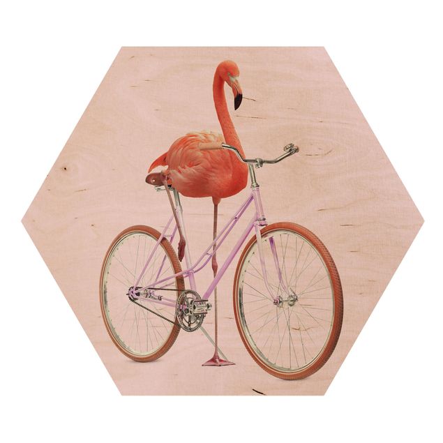 Obrazy artystów Flamingo z rowerem