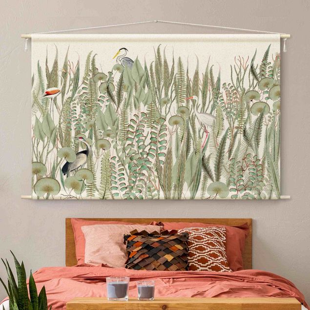 Obrazy do salonu Flamingo And Stork With Plants