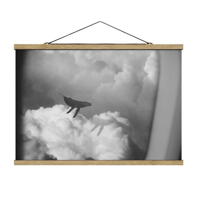 Ryby obrazy Latający wieloryb w chmurach