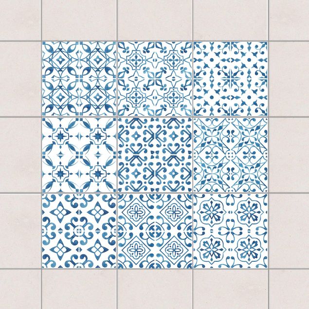 Dekoracja do kuchni Seria niebiesko-białych wzorów