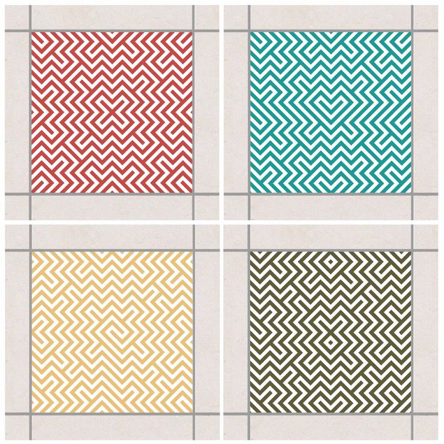 Dekoracja do kuchni Zestaw kolorów w geometryczne wzory