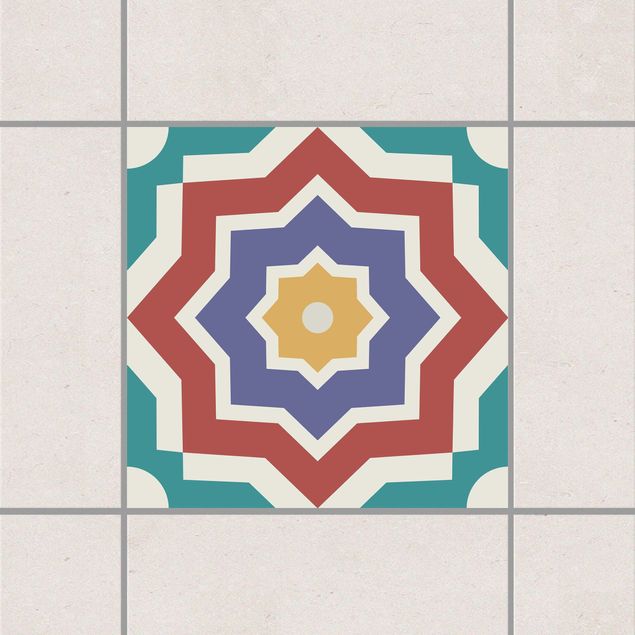 Dekoracja do kuchni Kolorowe płytki marokańskie z motywem gwiazdy