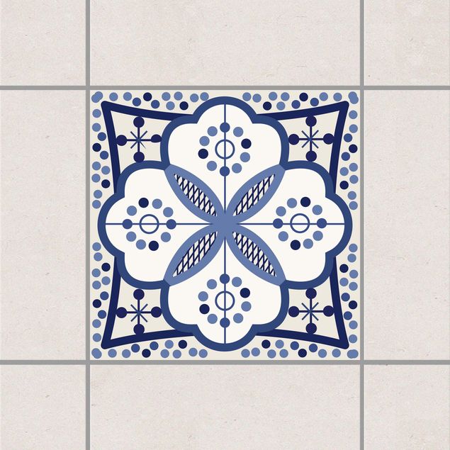 Dekoracja do kuchni Śródziemnomorski ornament z płytek w kolorze niebiesko-białym