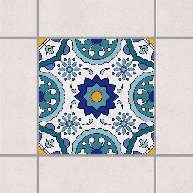 Dekoracja do kuchni Portugalski wzór na turkusowe kafelki Azulejo