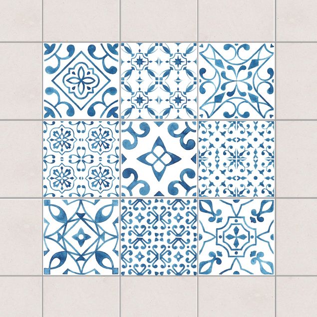 Dekoracja do kuchni Błękitno-biały mix wzorów