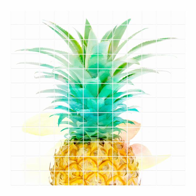 Naklejka na płytki - Akwarela ananasowa