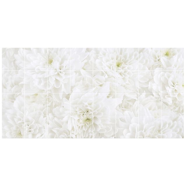 Naklejki na płytki kwiaty Dahlie Morze kwiatów białe
