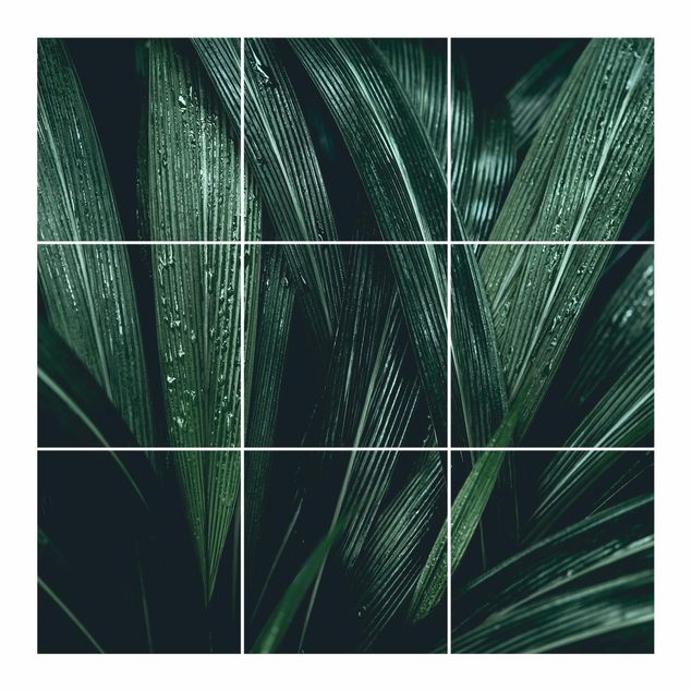 Naklejka na płytki - Zielone liście palmy