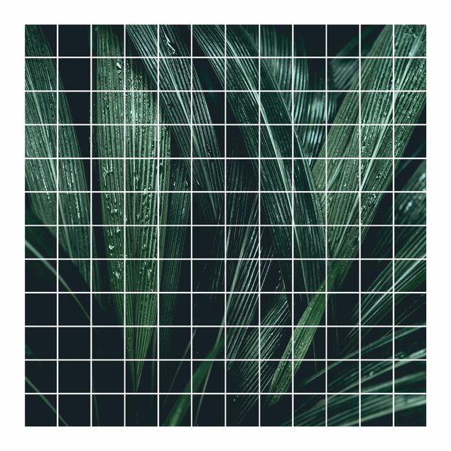 Naklejka na płytki - Zielone liście palmy
