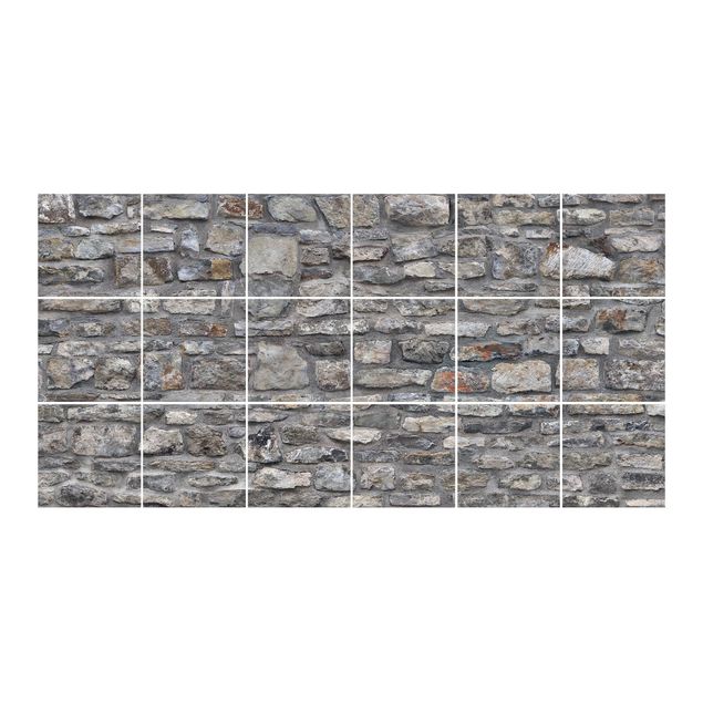 Naklejka na płytki - Tapeta z naturalnego kamienia Old Stone Wall
