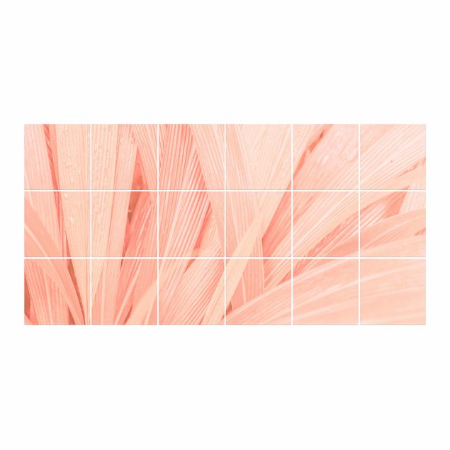 Naklejka na płytki - Liście palmy Różowy