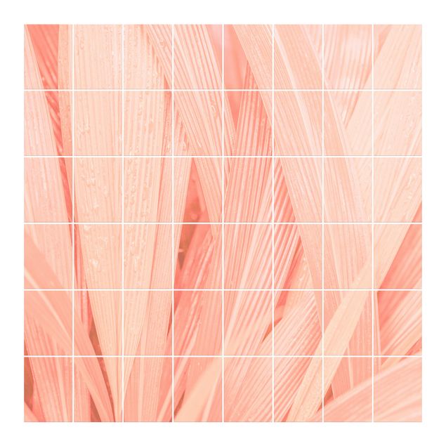 Naklejka na płytki - Liście palmy Różowy