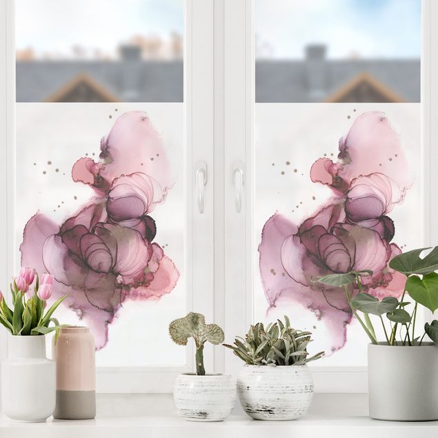 Folia okienna motywy Płynąca czystość w fiolecie