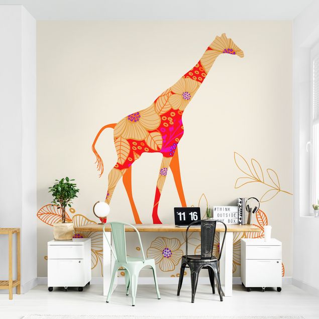 Tapety ze zwierzętami Kwiatowa żyrafa