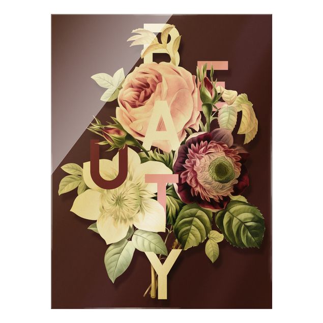 Obraz na szkle - Typografia kwiatowa - piękno