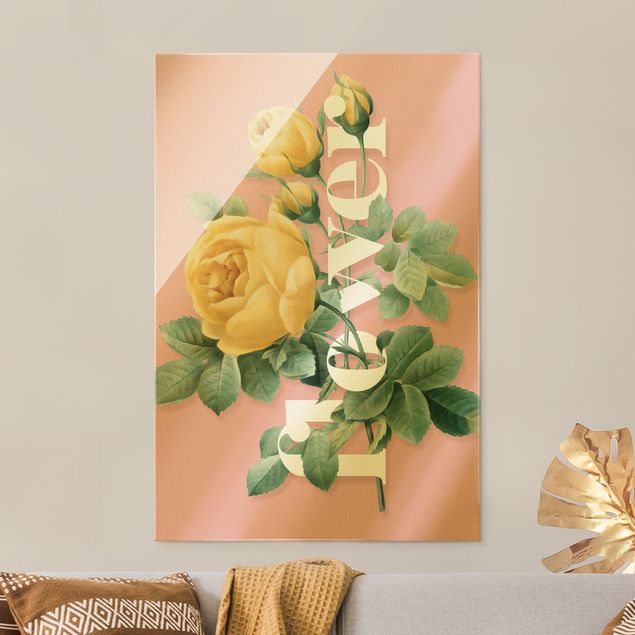 Obrazy na szkle portret Kwiatowa typografia - Kwiat