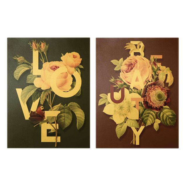 Obrazy kwiatowe Kwiatowa typografia - miłość i piękno