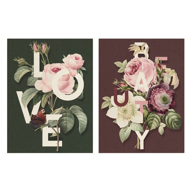Obrazy kwiatowe Kwiatowa typografia - miłość i piękno