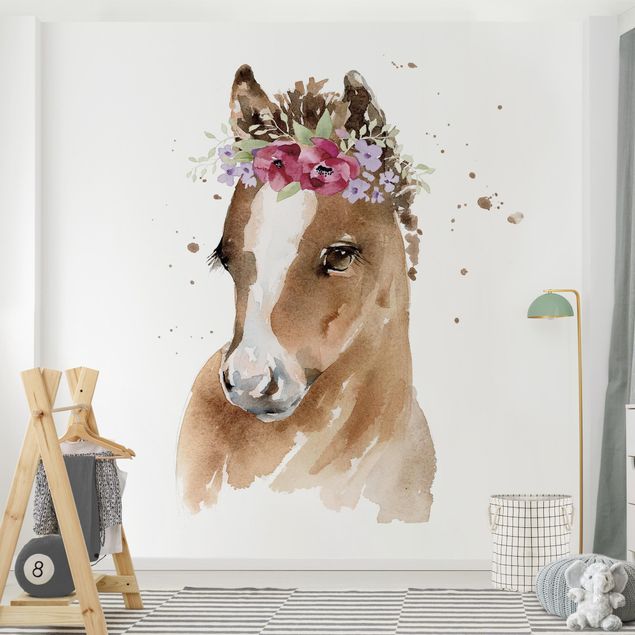 Fototapeta brązowa Floral Pony