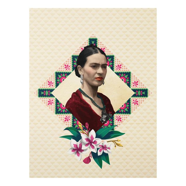 Nowoczesne obrazy do salonu Frida Kahlo - Kwiaty i geometria
