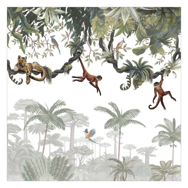 Fototapety Figlarne małpki w tropikalnych koronach